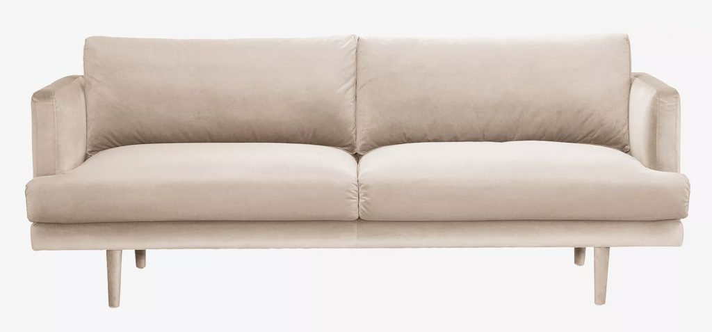 designinredning antwerpen 2-sits beige liten soffa